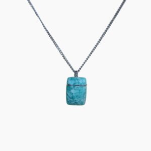 colar difusor pedra amazonita quadrada azul